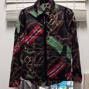 Lauren Ralph Lauren Multicolor Chain Print Reversible Jacket with blouse